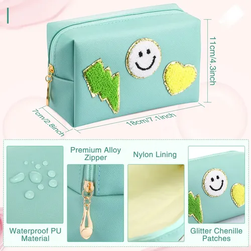 Bolsa De Maquillaje Chunful Preppy De 9 Piezas Con Parche De