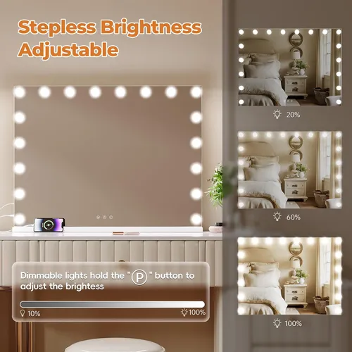 Espejo De Maquillaje Con Luces Zl Zeling 80x60cm Blanco