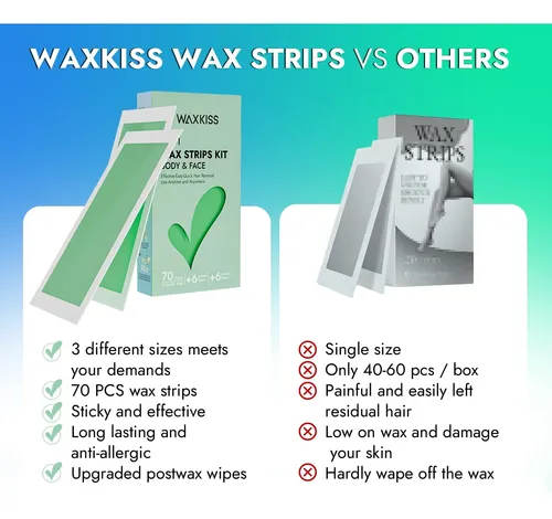 Kit De Tiras De Cera Waxkiss, 70 Unidades, 3 Tamaños