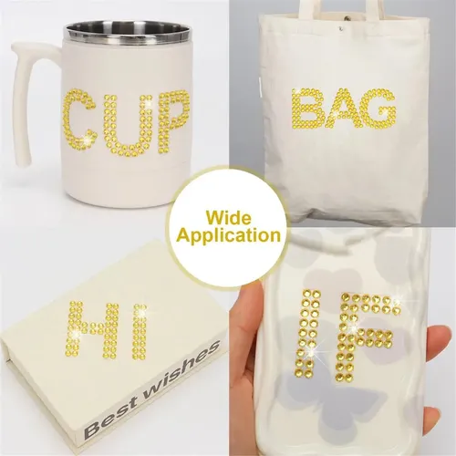 170 Pegatinas Con Letras Con Diamantes De Imitación Plateado