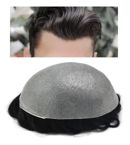 Peluquin De Pelo Humano Fino Para Hombre 8×10 Jet Black