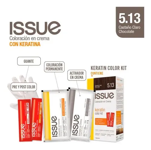 Issue Kit Tintura En Crema Keratin Color Tono 5.13 Castaño claro chocolate