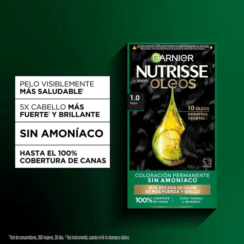 Kit Tintura Permanente Nutrisse Oleos Garnier Tono 1.0