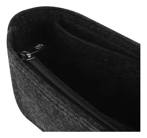 Bolso De Fieltro Maquillaje Y Joyas Gris Oscuro