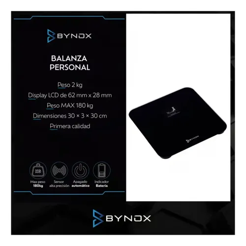 Balanza De Baño Digital Vidrio C/display 180kg Bynox