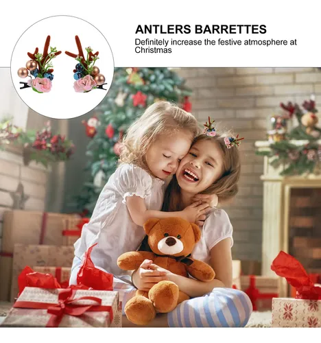 1 Par De Pinzas De Pelo Navideñas Con Flor Y Decoraciones