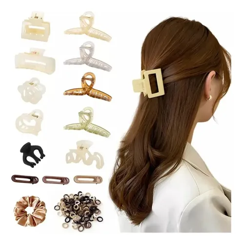 Set 115 Pcs Pinzas Para El Cabello Y Elásticos Pelo Mujer