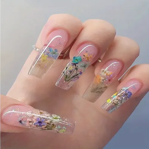 — ! Decoración De Uñas Con Flores Secas Naturales, *