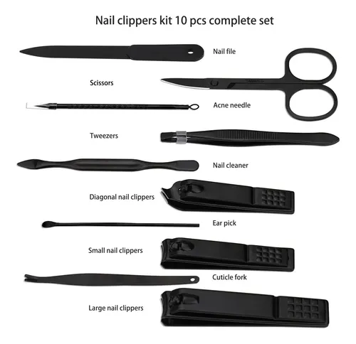 Set 10 Piezas Kit De Manicura Y Pedicura Con Estuche