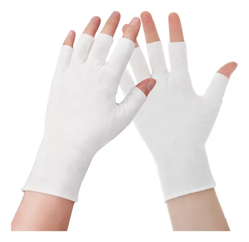 Guantes Sin Dedos Blancos De Algodón Para Dormir Y Humectar