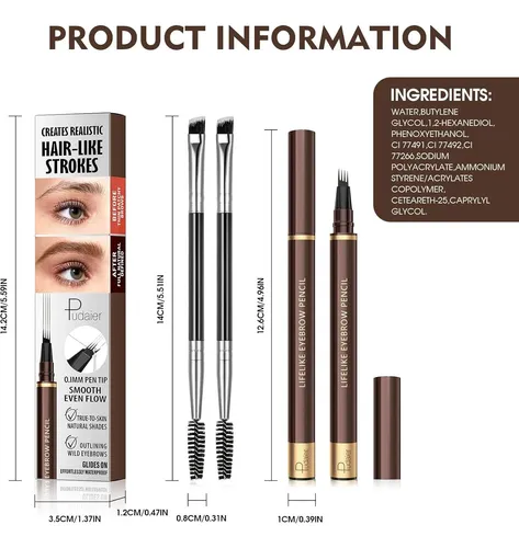 Lápiz Microblading Vegano Taupe 2 Pack Con 2 Brochas