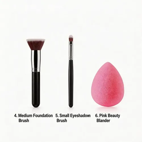Juego De 10 Brochas De Maquillaje Y 2 Esponjas De Maquillaje