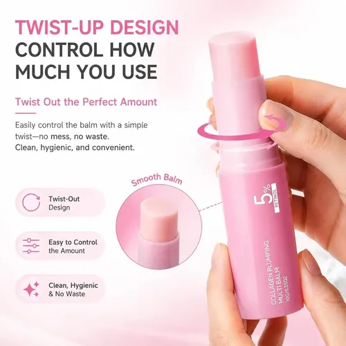 Bálsamo En Barra Hidratante Pink Collagen Volume, 3 Unidades