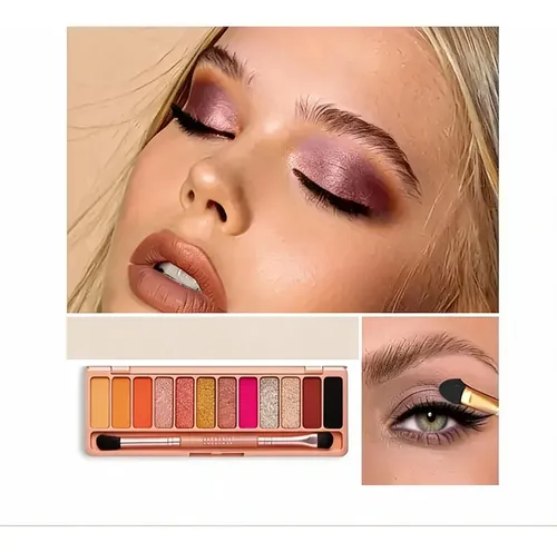 Sombra De Ojos 12 Tonos Satinados Maquillaje Larga Duración