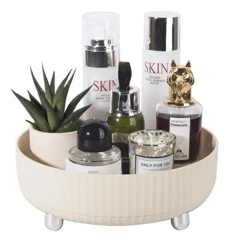 Organizador Giratorio 360 Para Maquillaje Y Perfume Beige