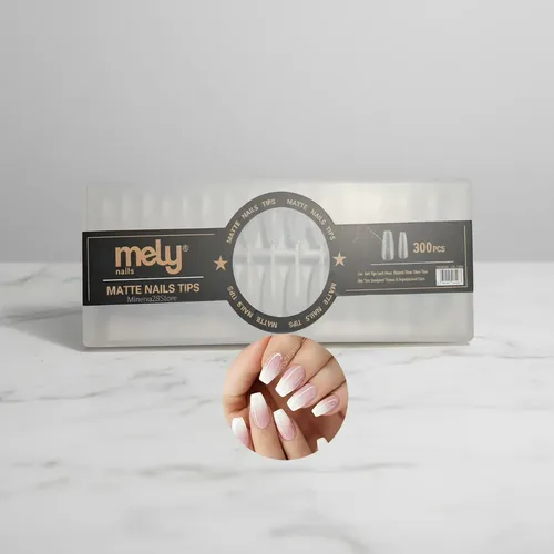 Tips Soft Gel Caja X300 Prelimadas Matte Marca Mely Premium