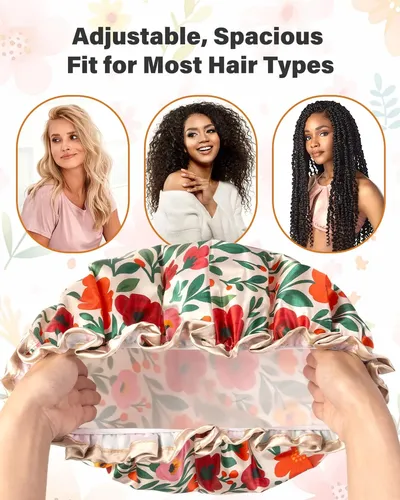Gorro De Baño Impermeable Xl Con Estampa Floral Y Elástico