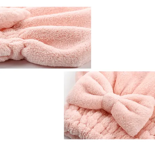 2 Uds. Gorros De Secado Coral Absorben Agua Con Moño