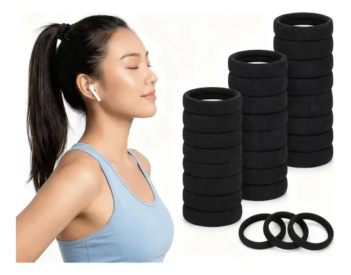 Colitas Elásticas Para Pelo X100 Sin Tirones 100 Black Hair Rings.