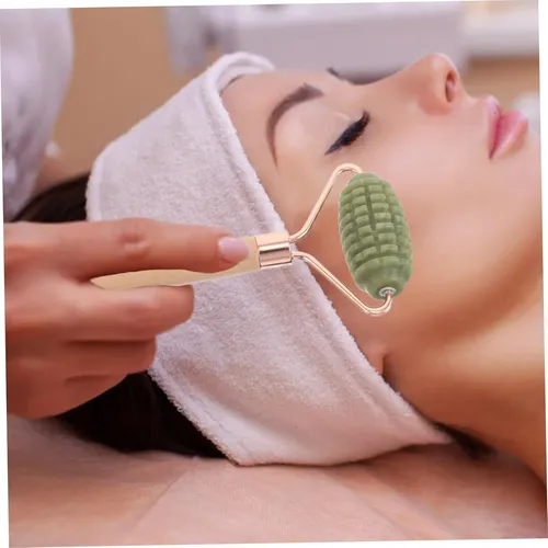 Rodillo Facial De Jade Verde Portátil Para Masaje Y Relax