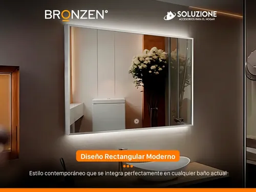 Espejo Premium Luz Led Trasera Horizontal Anodizado 60x80cm