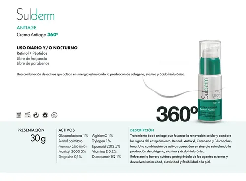 Sulderm Crema Antiage Retinol Peptidos Sin Fragancia Parabenos