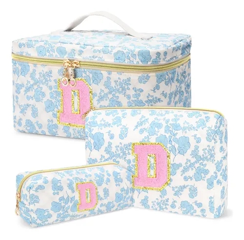 Set De Bolsitas De Maquillaje Dosuke Con Iniciales Acolchada