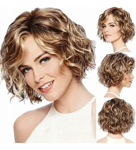Peluca Corta Rubia Sintética Mujer Natural