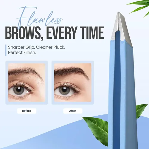 Pinza Profesional Acero Precisión Para Cejas Celeste