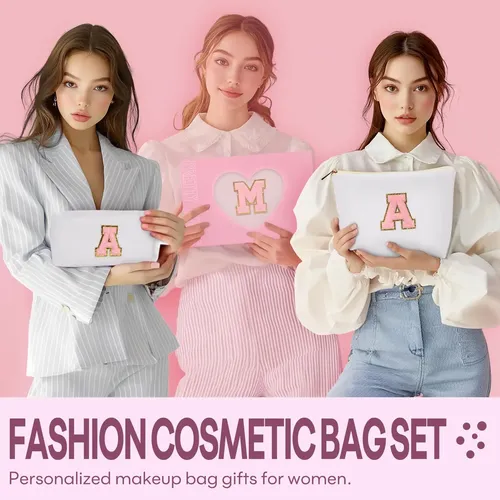 Set De Bolsas De Maquillaje Mibasies White S Con Iniciales P