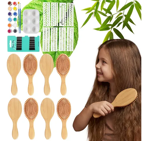 Set De Cepillos De Cabello Svrsd 8 Pzas Bambú Antiestático M