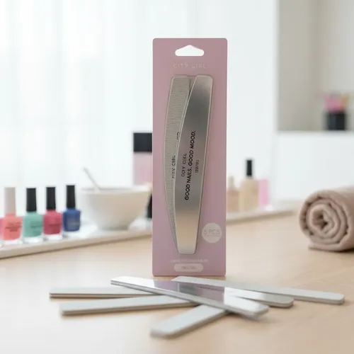 Lima de Uñas City Girl Media Luna Plata 180/180 Pack 5 Descartables