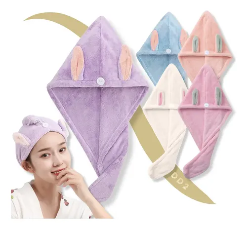 Gorro Toalla Turbante Microfibra Secar Pelo Rapido Con Moño