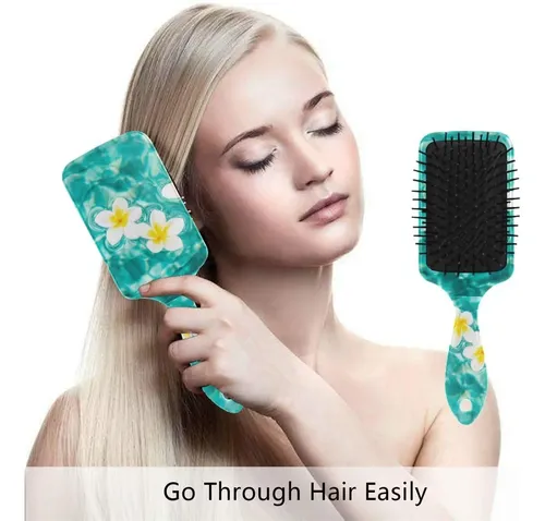 Cepillo Para El Cabello Con Flor De Plumeria Y Peine