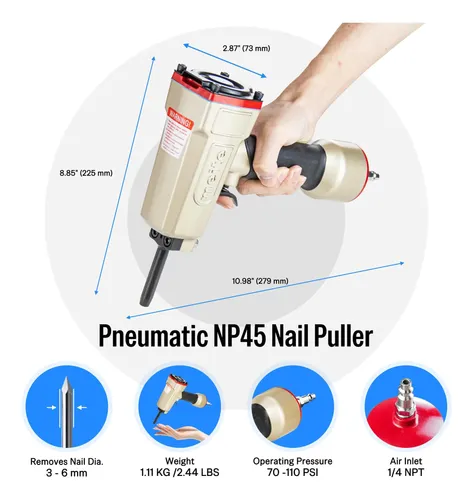 Removedor De Uñas Neumático Profesional 70-110 Psi Madera