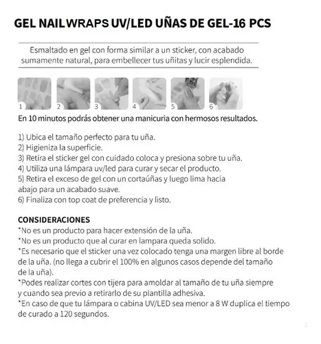 Sticker De Gel Autoadhesivos Nail Para Cabinas Uv Led