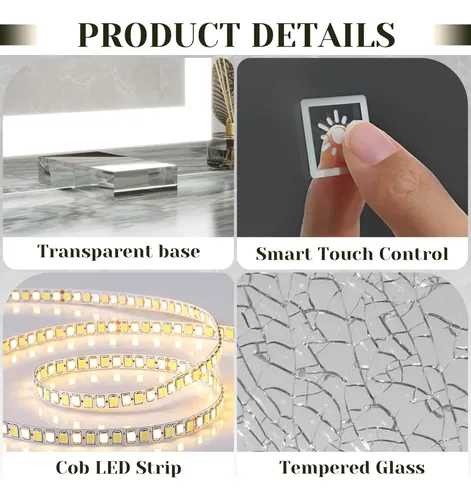 Espejo De Vanidad Con Luz Led Rolove 81x56cm Blanco