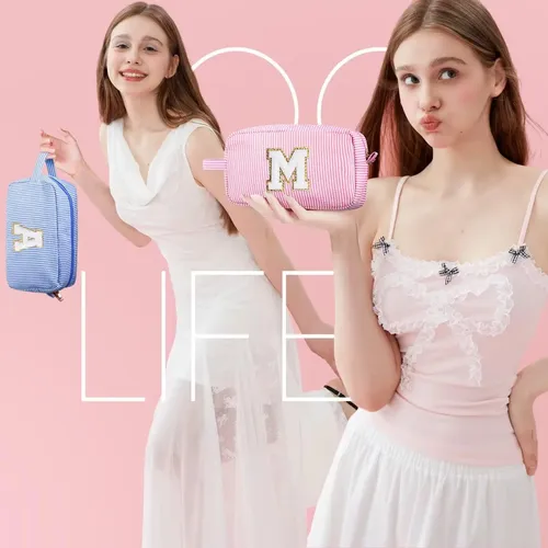 Bolsa De Maquillaje Yoolife Monogram Initial, Bolsa De Cosmé