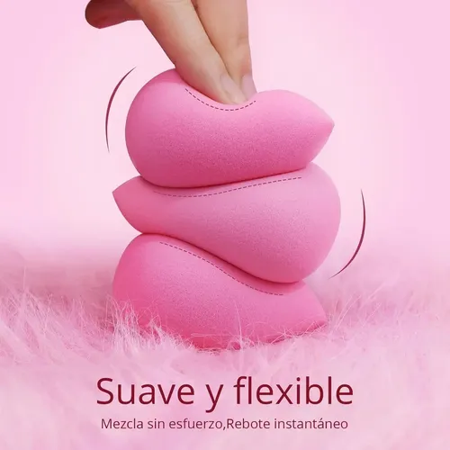 8 Esponjas Maquillaje Huevo Lavables Rosa Mediana Rosa Mediana