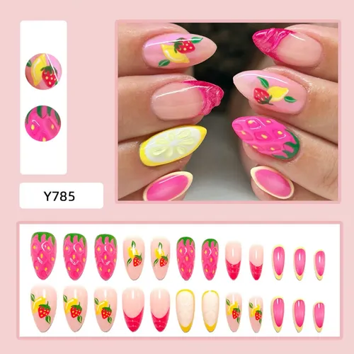 24 Piezas De Uñas A Presión, Pegatinas 3d Para Uñas