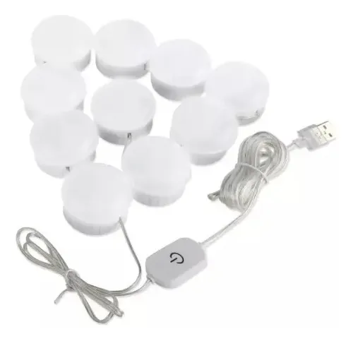 Luces Led 10 Espejo Usb 5 Niveles De Luz Brillo Maquillaje