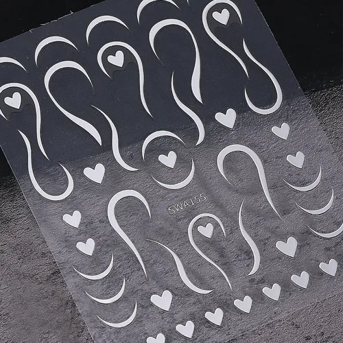 6 Pegatinas Metálicas Para Uñas Con Forma De Corazón Con For