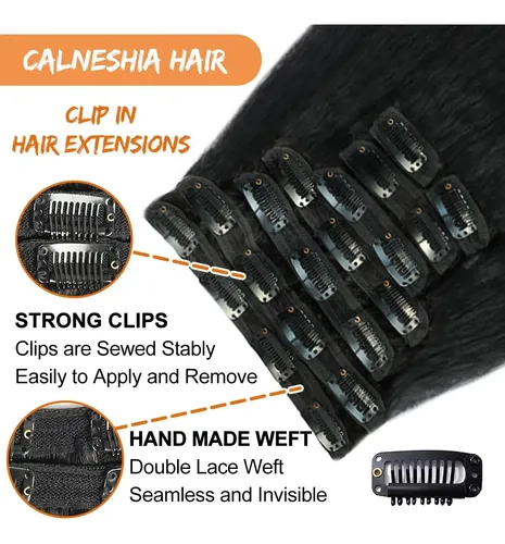 Extensiones Cabello 35cm 120g Negro Liso Natural
