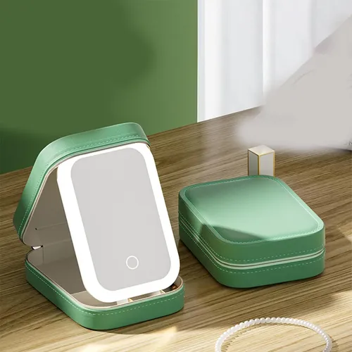 Estuche De Maquillaje Con Espejo Led Y Organizador Blanco