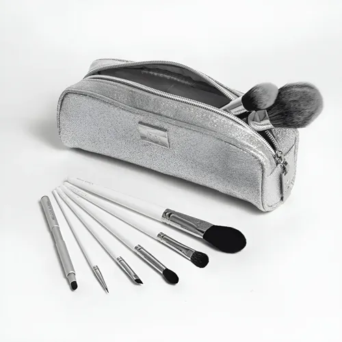 Set 8 Brochas Y Pinceles De Maquillaje Profesional Extra Suaves+estuche Melody Scher Blanco