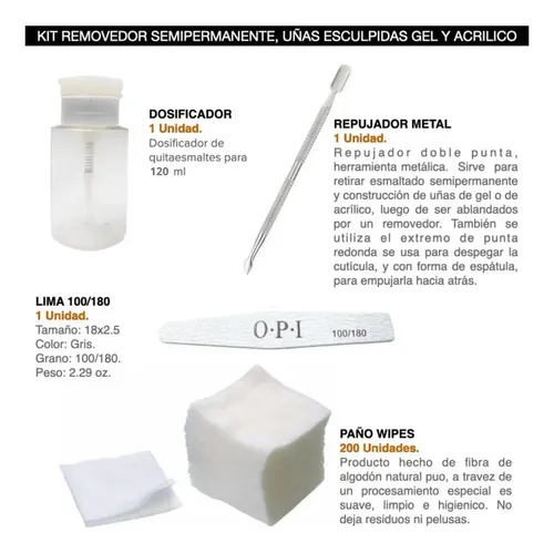 Kit Removedor Esmalte Semipermanente Uv Led 250m Dosificador