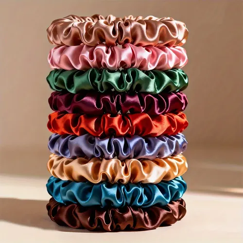 Set X19 Colitas De Pelo Finas De Satén Multicolored Lisa