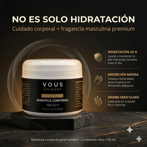 Manteca Corporal Perfumada Hombre Vous Vegana 100ml 5×4