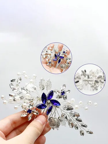 Peineta De Boda Con Cristales Azules Accesorios Para Cabello