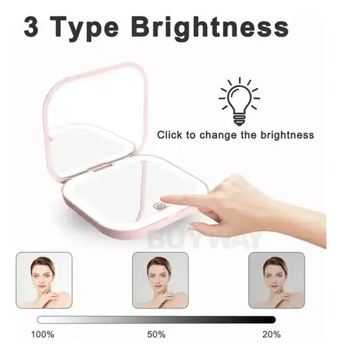 Uu Espejo De Maquillaje Plegable 2x Aumento Con Luz Led Uu